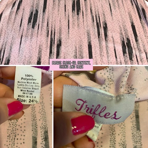 VINTAGE CIRCA 1990'S TRIFLES PINK & BLACK ABSTRACT PRINT WRAP DRESS SZ 24 - Picture 10 of 11