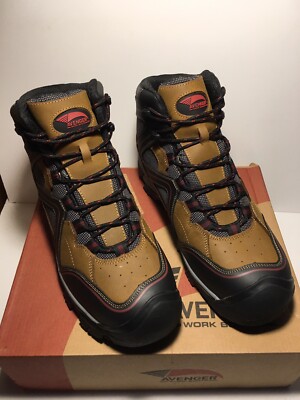 Mens Steel Toe Work Boots Sz 11D Puncture Resistant Avenger Crosscut Brown A7711