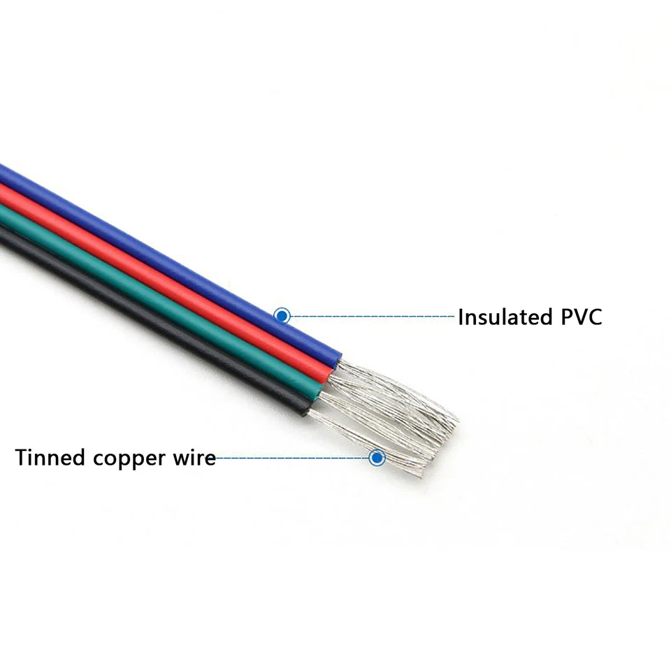 2/3/4/5/6Pin LED Strip Light Extension Cable Wire Cord Connectors 18/20/22AWG  - Image 4 of 4