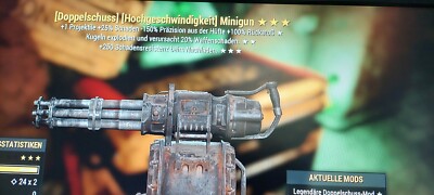 Fallout 76 Grausamer-Killer PS4 und PS5 Doppelschuss Kugel explo Minigun