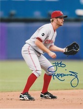 JEFF KEPPINGER  CINCINNATI REDS  ACTION SIGNED 8x10