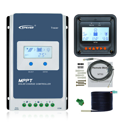 EPEVER MPPT Solar Charge Controller 40A 30A 20A 10A+ MT50 Remote Meter + RTS Kit