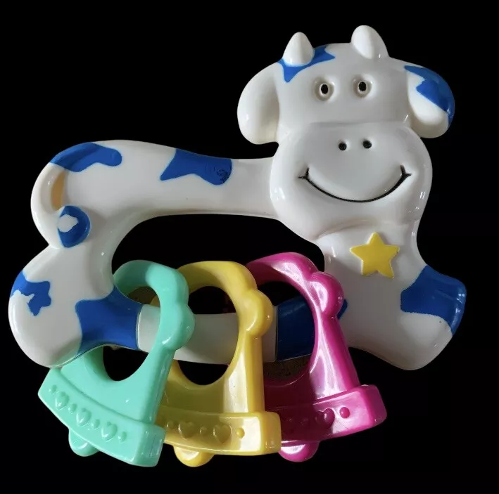 Vintage Cow Baby Rattle Toy 90s Decor
