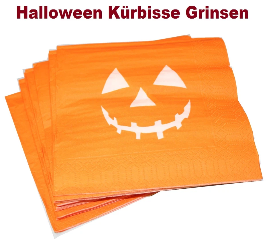 20 Servietten Napkins Decoupage Serviettentechnik Halloween Kürbisse Grinsen hal