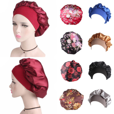 Women Bonnet Turban Hat Sleeping Night Cap Wide Edge Elastic Head Cover Headgear