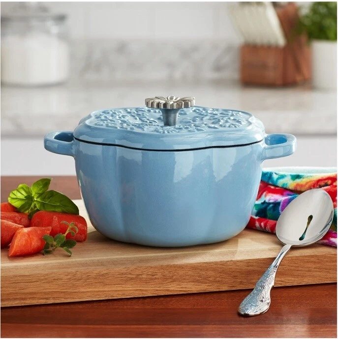 The Pioneer Woman Timeless Beauty Enamel on Cast Iron 2QT Dutch Oven Periwinkle