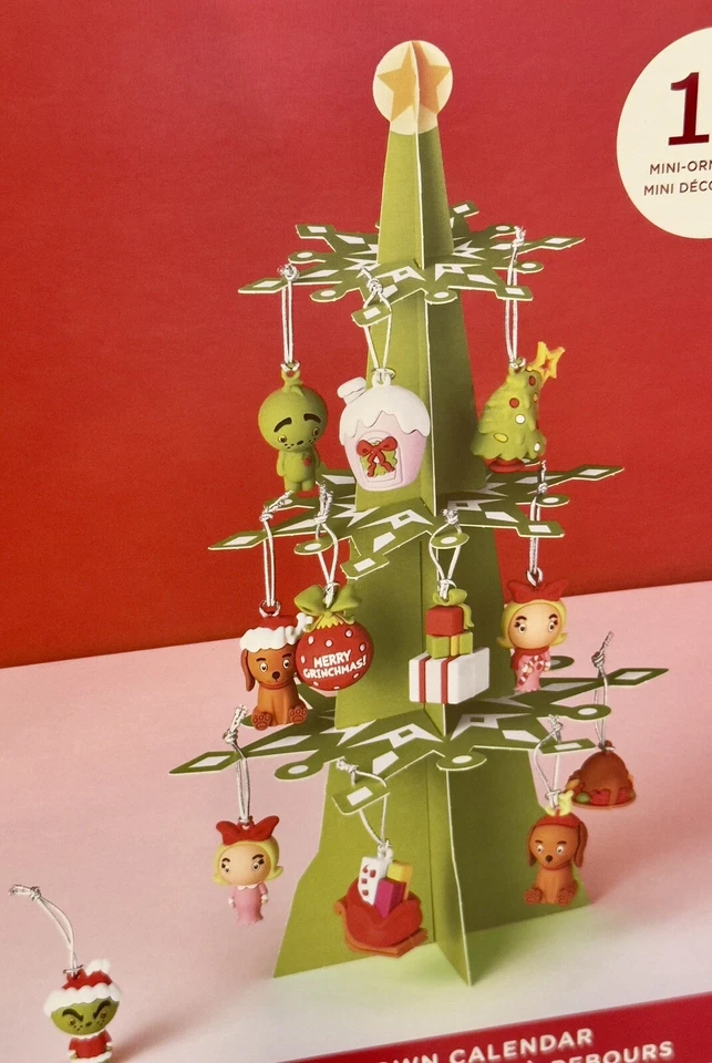 2023 Hallmark SEUSS GRINCH Advent Calendar Christmas Tree 12 Mini Ornaments NEW - Image 2 of 4