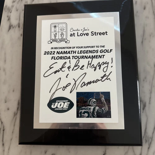 Joe Namath autograph plaque