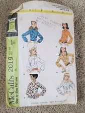 McCall's Sewing Pattern 2019 Young Junior Teen Blouse Set Size 13/14 Bust 33-1/2