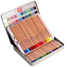 KALOUR Pro Pastel Chalk Colored Pencils,Set of 50 Colors,Color Charcoal Penci...