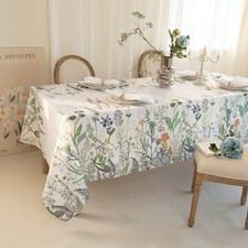 Waterproof Floral Tablecloth Rectangle 60x84 Inch - Wild Flower Table Cloth, Spr