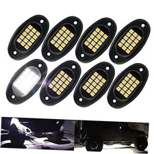 Quick Connect White Rock Lights, 4M Extension Wires Each Light, 15 SMD 8 Pods