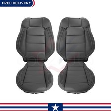 For 2015 - 2023 Ford Mustang Gt Front Bottom Top Leather Seat Cover Black