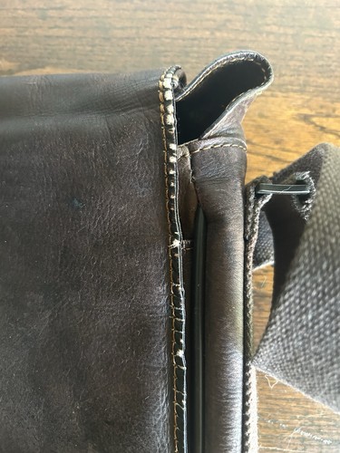 Kenneth Cole Reaction Brown Leather Messenger Laptop Tote Bag - Picture 4 of 16