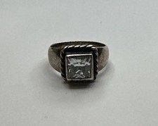 Vintage 925 Sterling Silver Square CZ Ring / Size 7.25