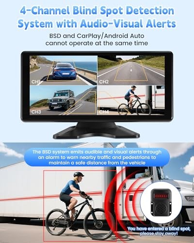 Sistema di telecamere per camper con CarPlay e Android Auto, monitor 10,36'' con punto cieco - Foto 2 di 6