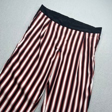 Mango MNG Suit Striped Trousers Red Black White Size L Elastic Waist Workwear
