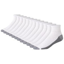 Hanes Men's Ankle Socks, Double Tough Max Cushion 6-12, White - 12 Pack
