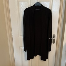 M&S Collection Longline Open Knit  Black Cardigan Size 12. Very Good Condition