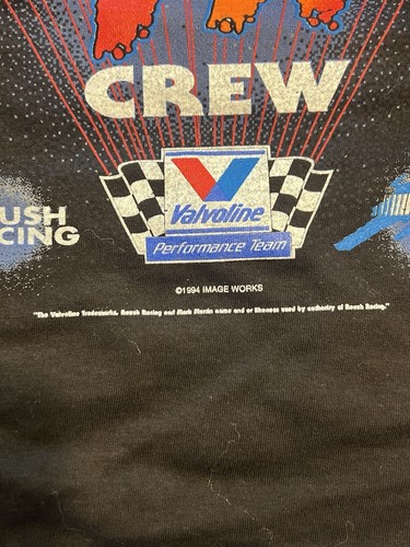 T-shirt vintage Mark Martin #6 Valvoline Racing 1994 ragazzo XL Nascar due lati - Foto 6 di 8