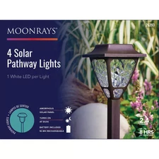 MOONRAYS 4 pk LED Solar Landscape Lights Textured Lens pathway driveway garden