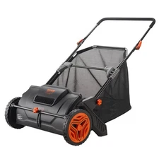 VEVOR Push Lawn Sweeper, 21inch Leaf & Grass Collector, Strong Plastic Wheels &