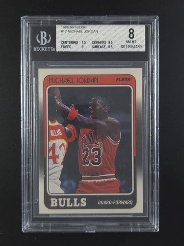 1988-89 Fleer Basketball MICHAEL JORDAN Base Set Vintage Chicago Bulls #17 BGS 8