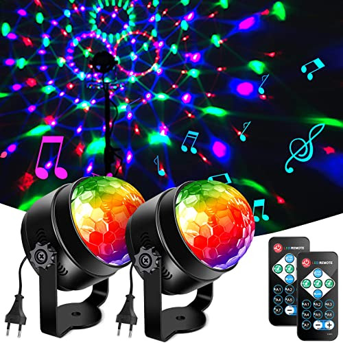 Boule disco RVB Lunsy lot de 2 lampes de scène 6 couleurs pour soirée