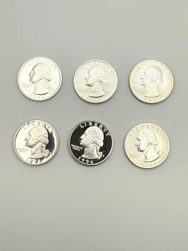 Lot 6 Silver Proof Washington Quarters 1992-S 1993-S 1994-S 90% Silver#205