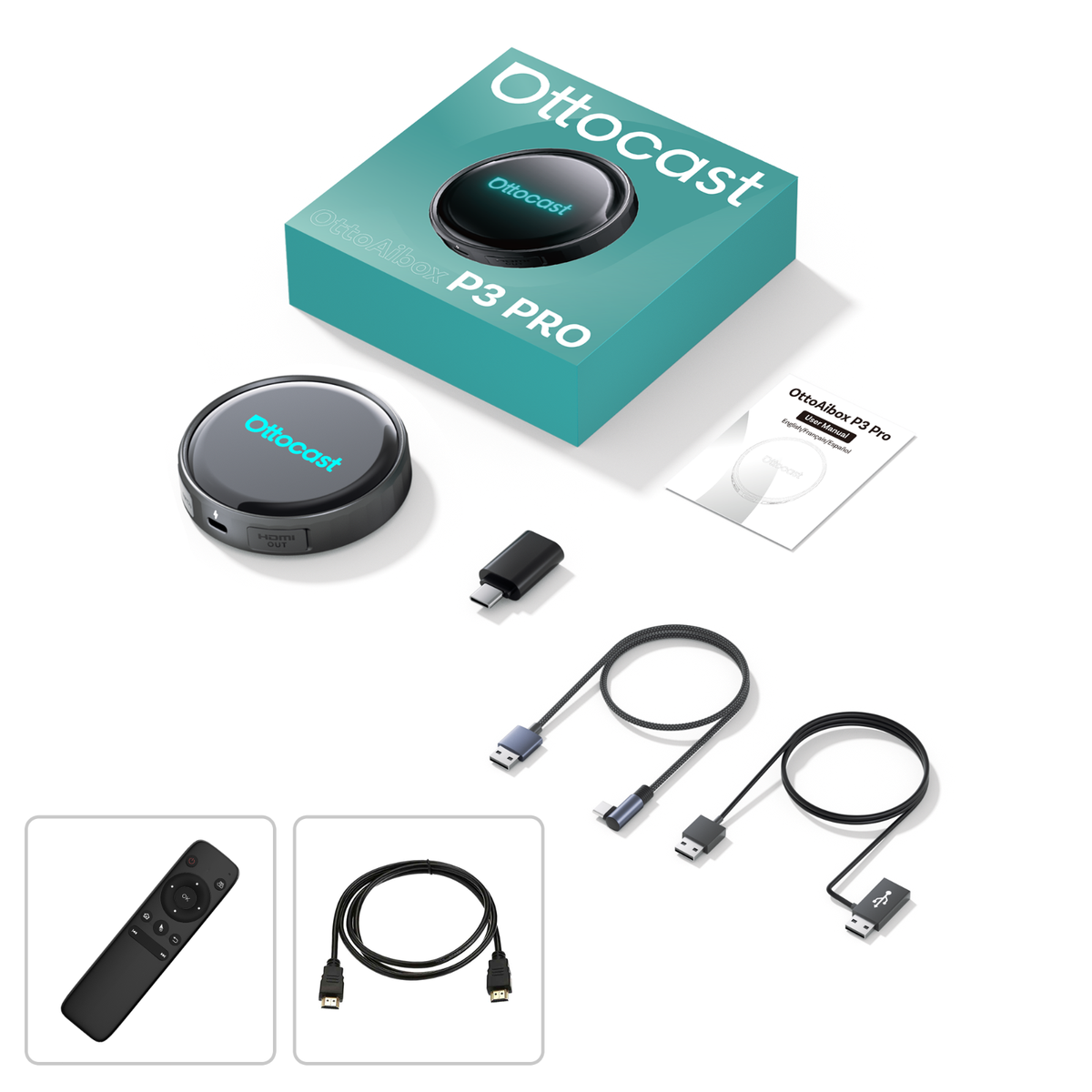 OTTOCAST P3 Pro CarPlay AI Box Android Adapter Wireless Android