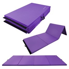 4ftx8ftx2in Folding Gymnastics Mat 4-Panel Exercise Mat W/ Handles PVC