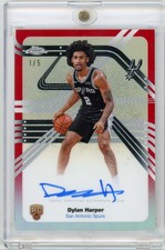 DYLAN HARPER 2025-26 TOPPS CHROME RED REFRACTOR ROOKIE AUTO 1/5 SPURS