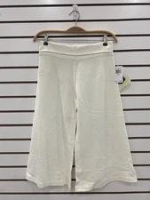 Norma Kamali White Wide Leg Stretch Pants Size S