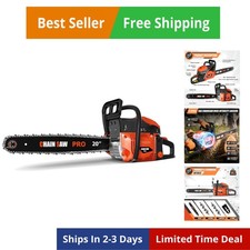 20 Inch Gas Chainsaw, 62CC Professional Chainsaw with 2-Stroke Engine, Ergono...