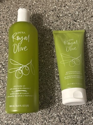 Jafra 2 Piece Set Royal Olive Rich Body Oil & Moisture Rich Body Cream 
