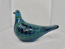 HTF Vintage MCM Bitossi Aldo Londi Italian Pottery Rimini Blue Dove Bird 9”