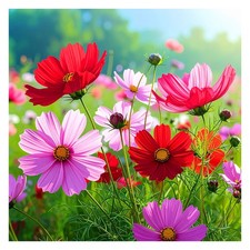 Tile Mural Cosmos Blooming Flowers Kitchen Bathroom Shower Wall Art Backsplash