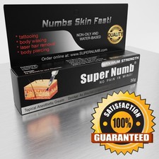 30g SUPER NUMB Numbing Cream Waxing Laser Body Art Piercings Made in USA