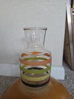 VTG Anchor Hocking Sunny Daze 32oz Juice Carafe 1970s Striped AS IS Decorative
