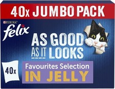 FELIX As Good it Looks Favourites Selection in Jelly Wet 85 g (Pack of 40)  5.14 per kilo