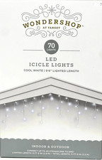 Wondershop 70 Cool White LED Icicle Lights 9'6" Lighted Length New