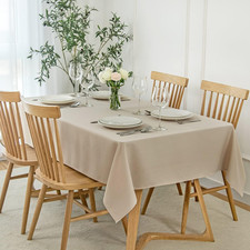 Rectangle Slubby Textured Tablecloth Waterproof Spillproof Wrinkle Free Table Cl