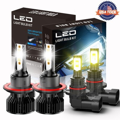 For Dodge Durango 2004-2009 LED Headlight Hi/Lo+Yellow Fog Light Bulbs Kit 4x