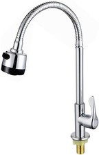 Kitchen Single Cold Water Sink Faucet 360 Rotatable Tap cold-3, Silver