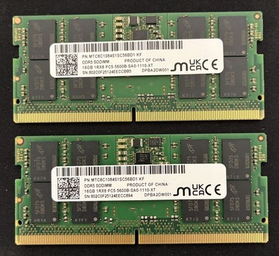Micron 32gb (2x16) Ddr5 5600mhz Sodim für Laptop ! Wie Neu !