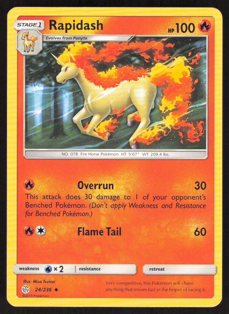 Pokemon Rapidash Uncommon 24/236 SM - Cosmic Eclipse LP