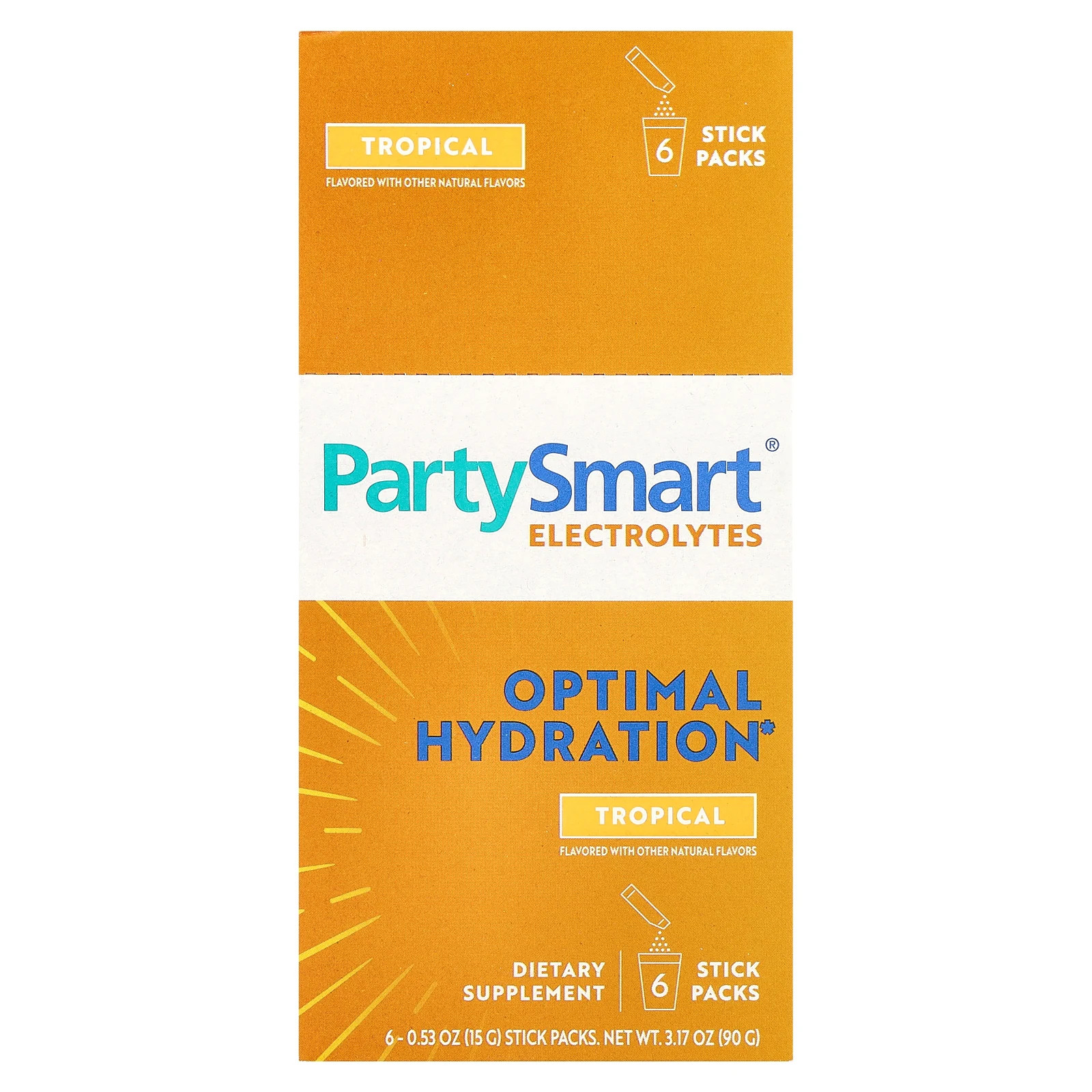 Электролиты PartySmart тропические 6 упаковок в стиках по 053 унции 15 г каждая 3090₽
