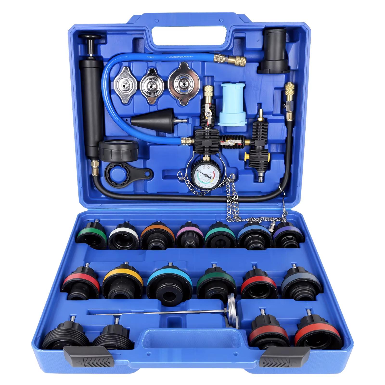 Kit testeur pression radiateur pour localiser fuite et purger air liquide auto