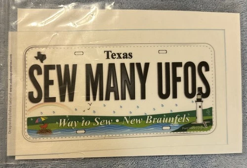 2015 Row By Row Fabric Plate Texas “Sew Many UFOS”  Way To Sew New Braunfels