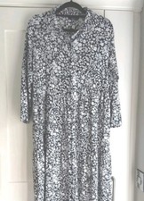 Joules Cotton Jersey Midaxi Tiered Shirt Dress 12 White/Navy
